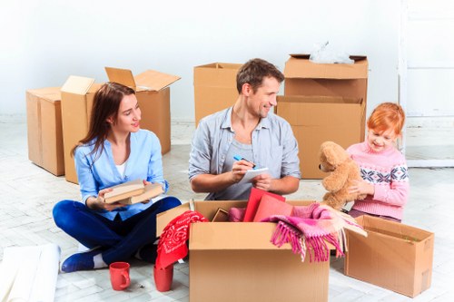 Packing and transporting office furniture and equipment during a Beddington business move