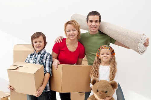 Furniture and boxes prepared for transport on a moving truck